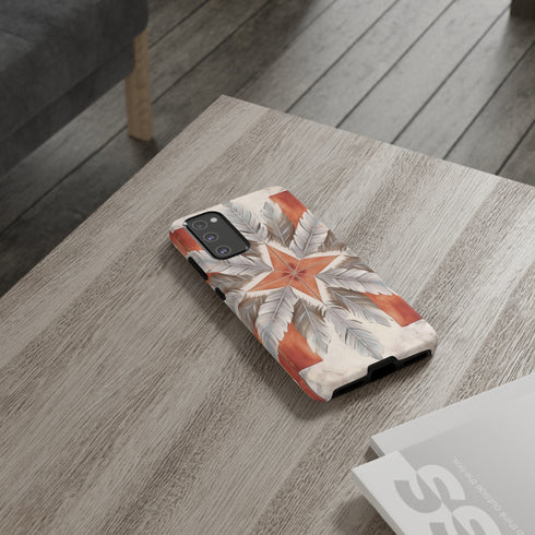 Silver Feather Compass - Impact Resistant Phone Case